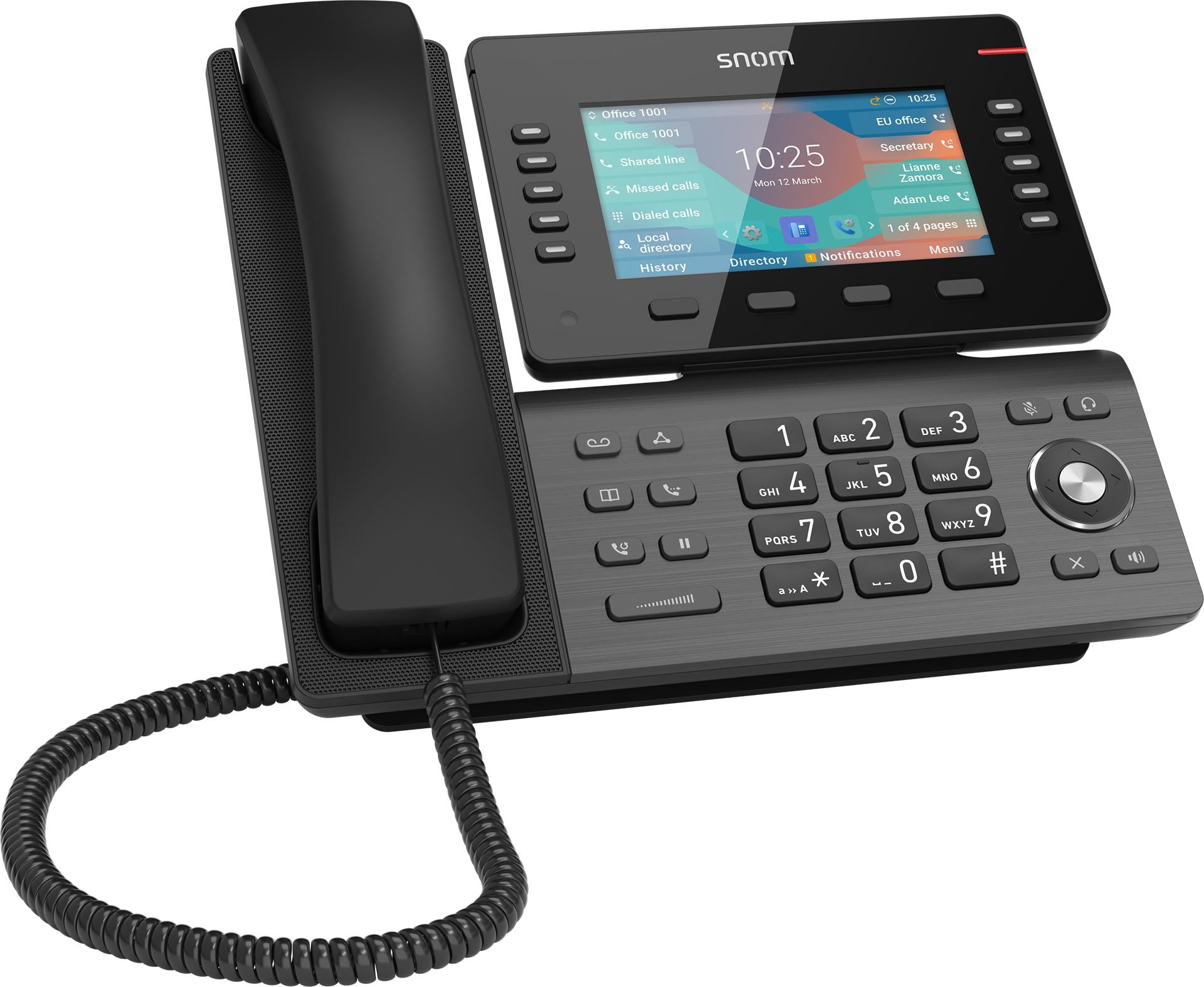 SNOM D865 Large tiltable 5 inch IPS colour display 2x USB 2.0 high speed connection 10 programmable function keys Dual-band Wi-Fi and Bluetooth SNOM D865 Large tiltable 5 inch IPS colour display 2x USB 2.0 high speed connection 10 programmable function keys Dual-band Wi-Fi and Bluetooth